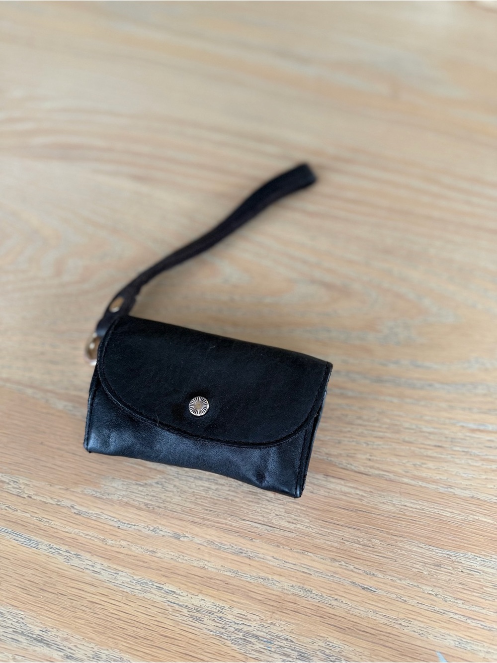 Free People Black Leather Wristlet Wallet -